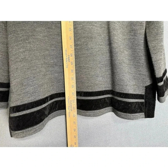 Soft Surroundings Tunic Top Women’s PM Gray Runway Wool Blend Knit Velvet Trim - Picture 8 of 10